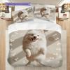 Samoed Pattern Bedding Quilt Set Quilt Cover Pillowcase Home Decoration Birthday Gift (1 * Duvet Cover + 2 * Pillowcase, Without Core)