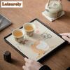 Cute Cat Water Absorbing Tea Tray Vintage Cutlery Organizer Tea Board Household Dishes for Serving Tea Items Supplies Craft Gift