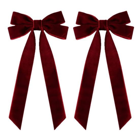 

2 шт. Бархатные рождественские банты для украшения 5 x 10 Винтажные банты из лент Рождественское украшение для елки для дерева дома вечеринки венка праздничного декора