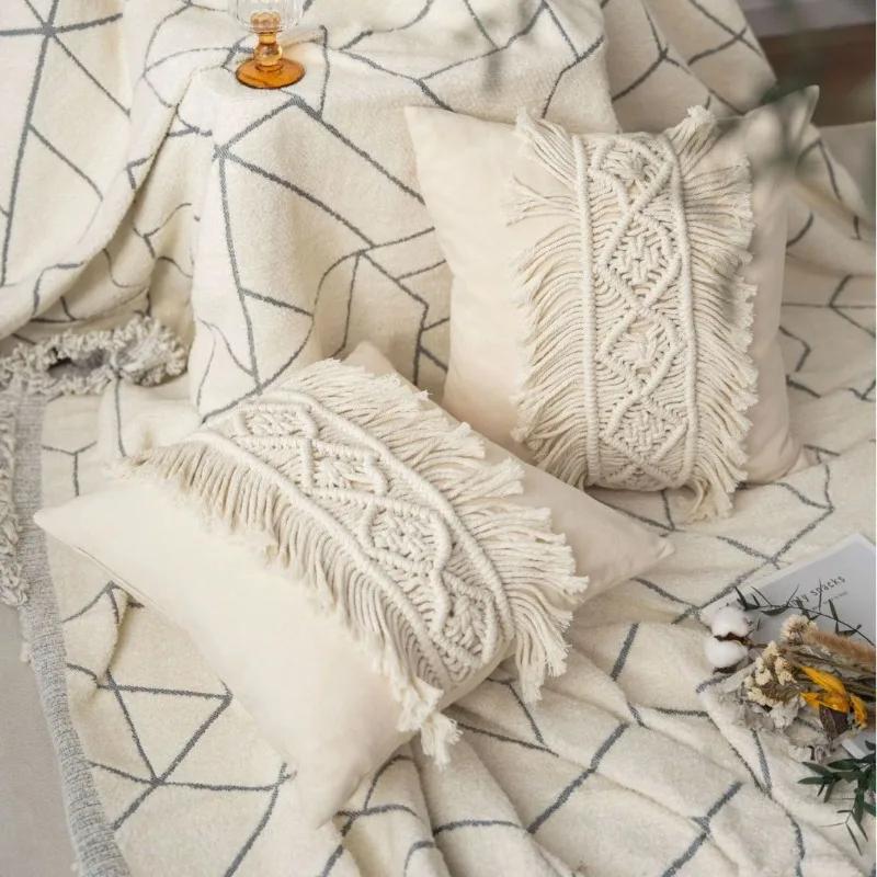 Hand-woven Bohemian Throw Pillows Living Room Lounge Chair Bed Pillow Homestay Balcony Bay Window Decorative Pillow