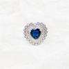 Luxurious Sapphire Heart Zircon Ring - Stylish, Open Design for Women