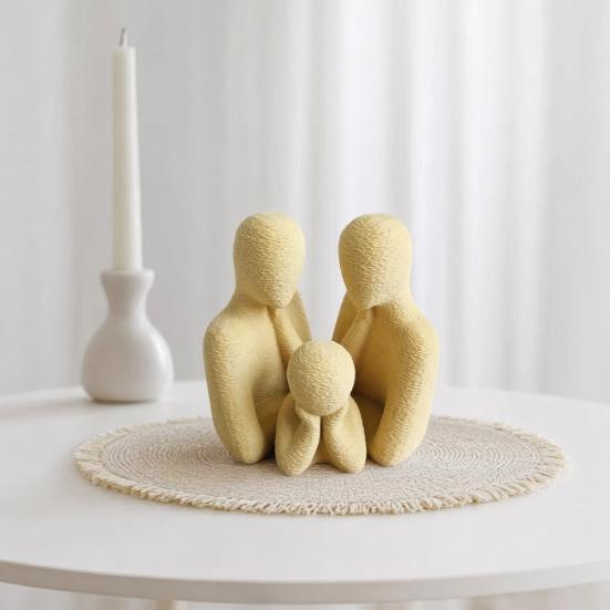 Decoración Versátil para el Hogar Figuras Impresas en 3D Familia de 3, Adornos Creativos para Decoración, Figuras Humanoides Abstractas Compactas Estilo Nórdico Padres