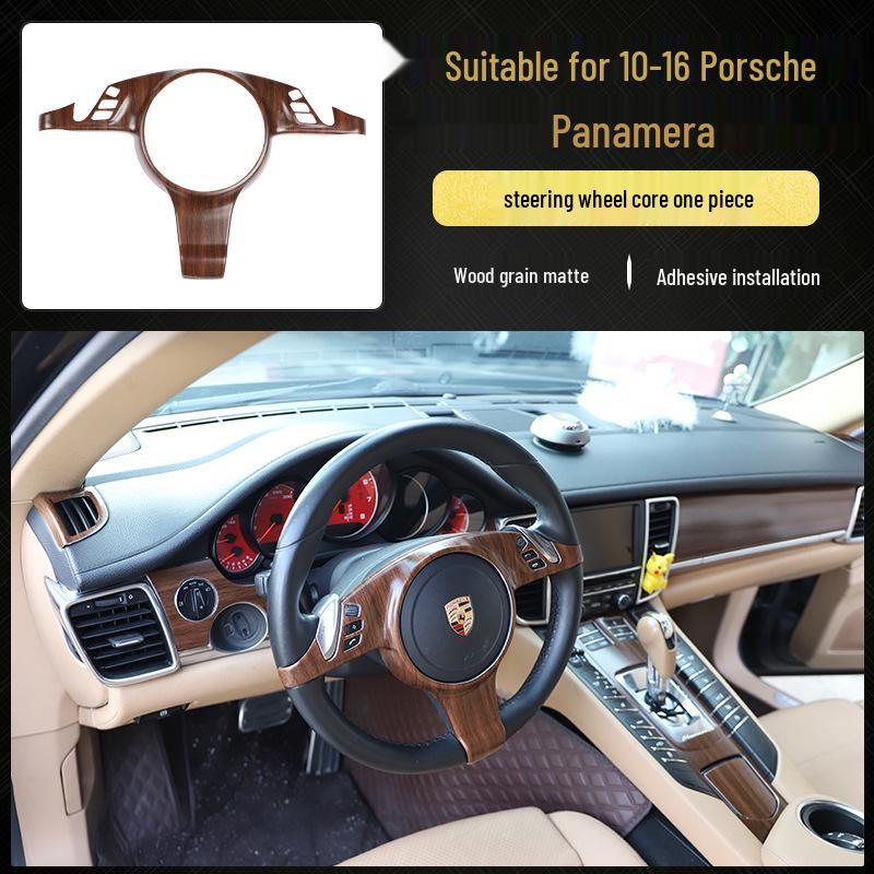 Carbon Fiber Panel Decor Sticker for 10-16 Panamera Front Passenger Side - Imitation Peach Wood