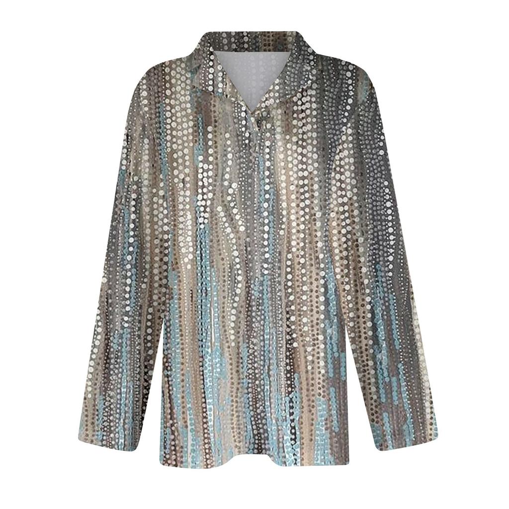 Damemote Fritids Langermet Topp Med V-Hals Blomstertrykk