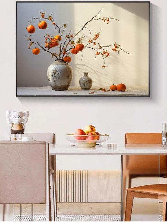Persimmon Ruyi New Chinese Art: Decorative Paintings for Entrance, Living Room, or Bedroom