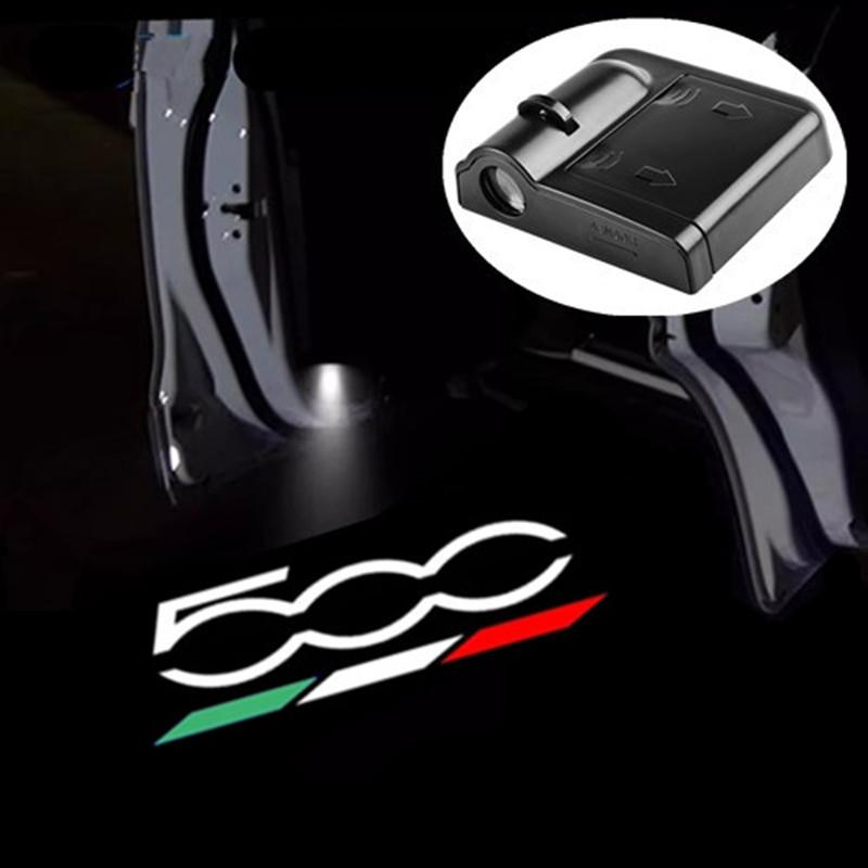 

2PCS For Abarth Panda Punto Bravo Tipo Stilo 500 Ducato 595 Logo LED Courtesy Lamp Car Door Welcome Lights Ghost Shadow Light