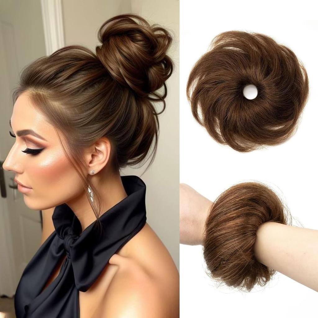 Messy Bun Hair Piece Synthetic Hair Natural Wave Chignon Ponytail Donut Updo Hair Piece Scrunchies for Women