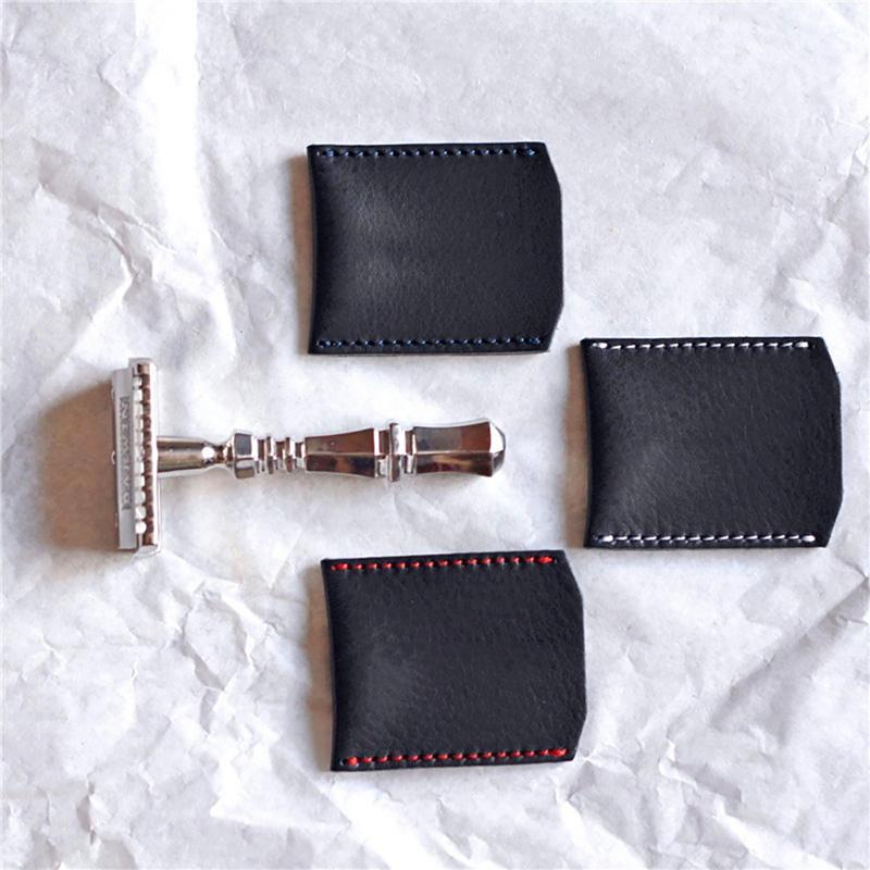 1 Stück Double Edge Safety Razor Head Sleeve Schutzhülle Leder ohne Rasierer