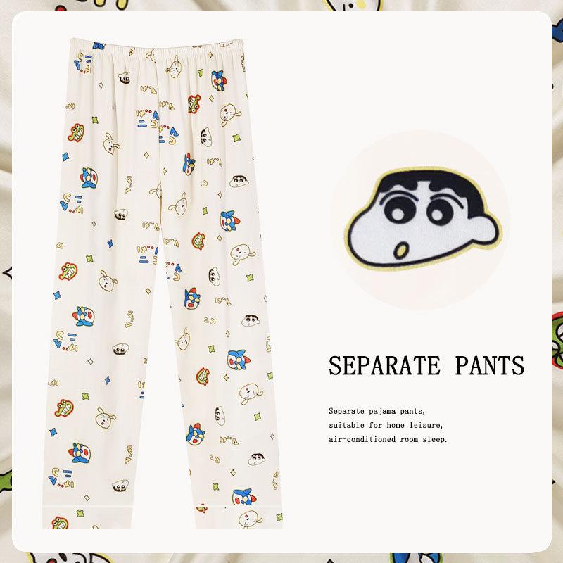 

Crayon Xiaoxin same pajamas women s thin summer short-sleeved three-piece set cotton large size loose women s loungewear set M