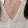 S925 Sterling Silver Cross Necklace with Full Diamond Pendant, Classic Pave Style, Versatile Fashion Clavicle Chain for Women.