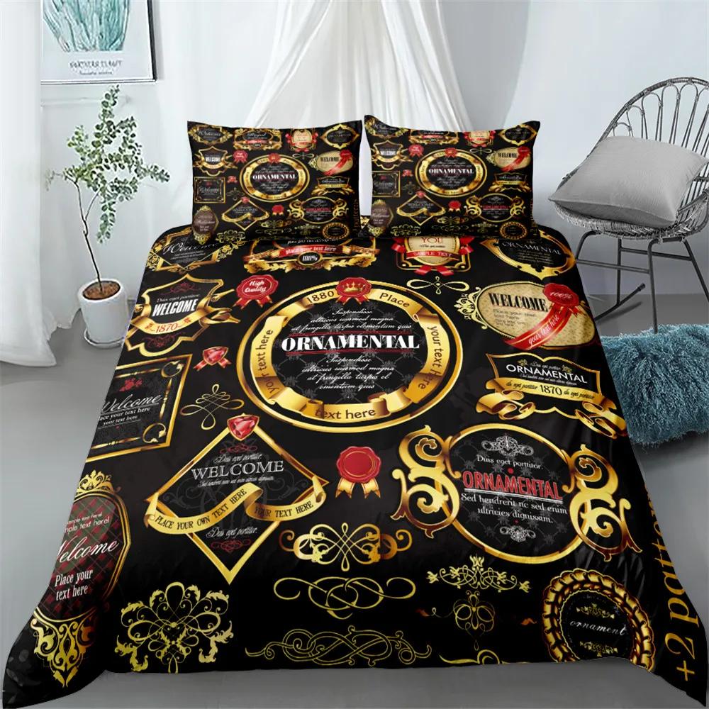 Comforter Hand Painting Lion Golden Bedding Set King Queen Double Full Twin Single Size Set