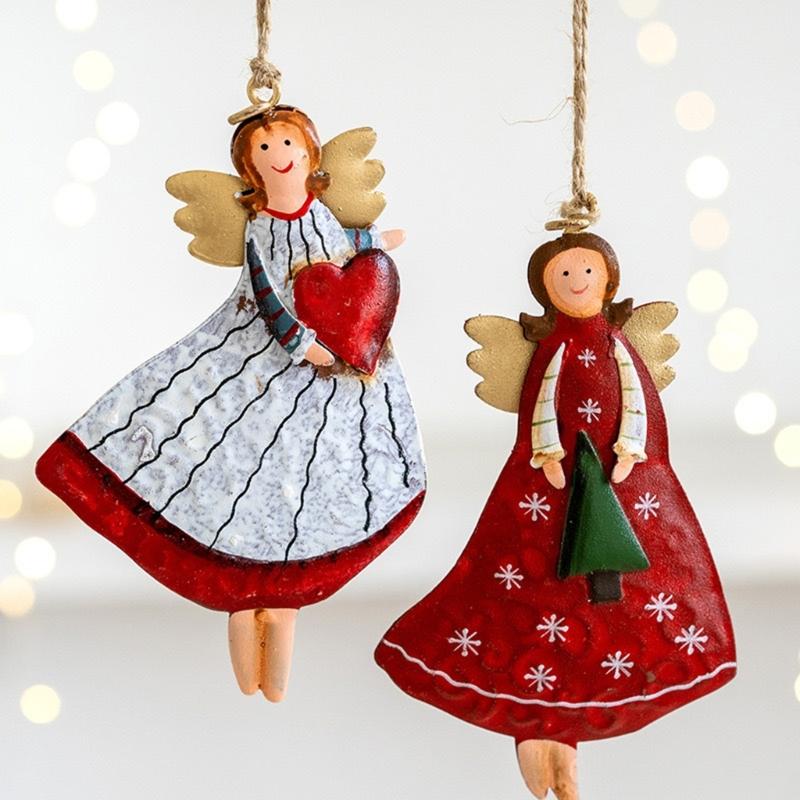 Antique Style Metal Angel Hanging Decoration Festival DIY Craft Holiday Hanging Decors Gift For Christmas Season