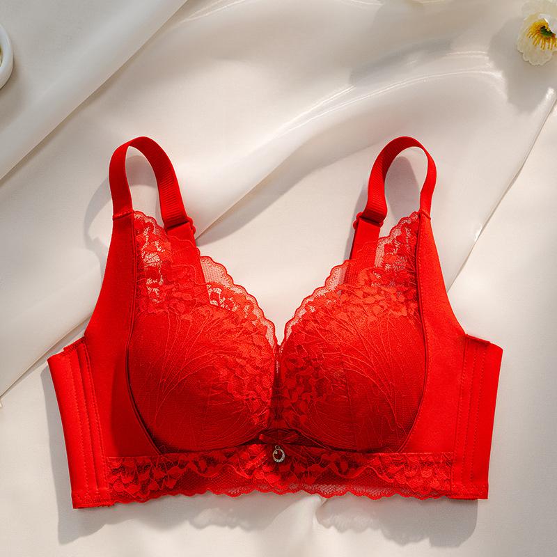 French Lace Bra Women's Gathering Bra Breast Collection Anti Sagging No Steel Ring Adjustable Thin Bra