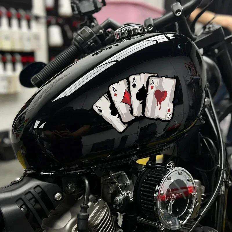 Poker Spades A Pattern Motorcycle Decals Motocross Fuel Tank Cafe Racer Body Car Windows Funny Decoration Playing Card Stickers