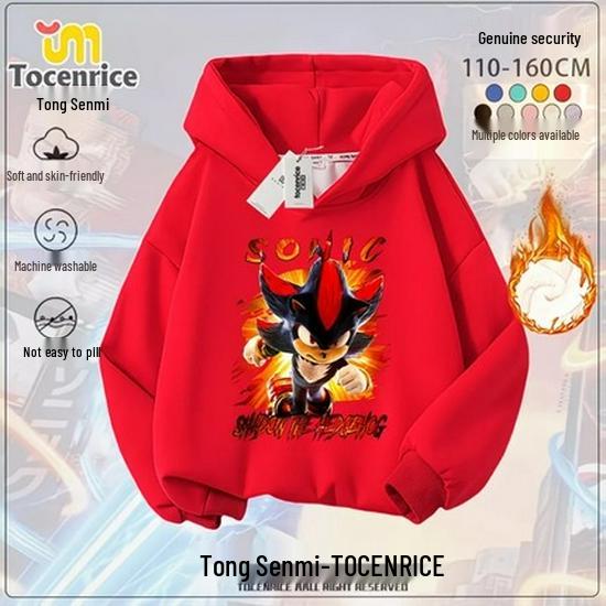 Sonic the Hedgehog Fleece-Lined Kids Hoodie - Trendy Spring/Autumn Jacket for Boys & Girls