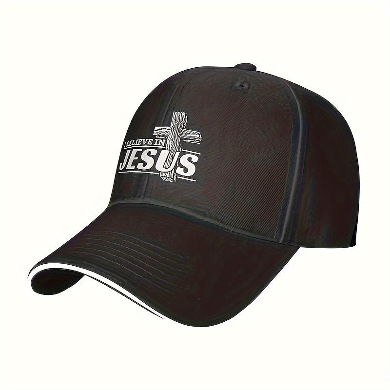 I Believe In Jesus Cross Print Polyester Baseball Cap Unisex Adjustable Outdoor Sports Hat