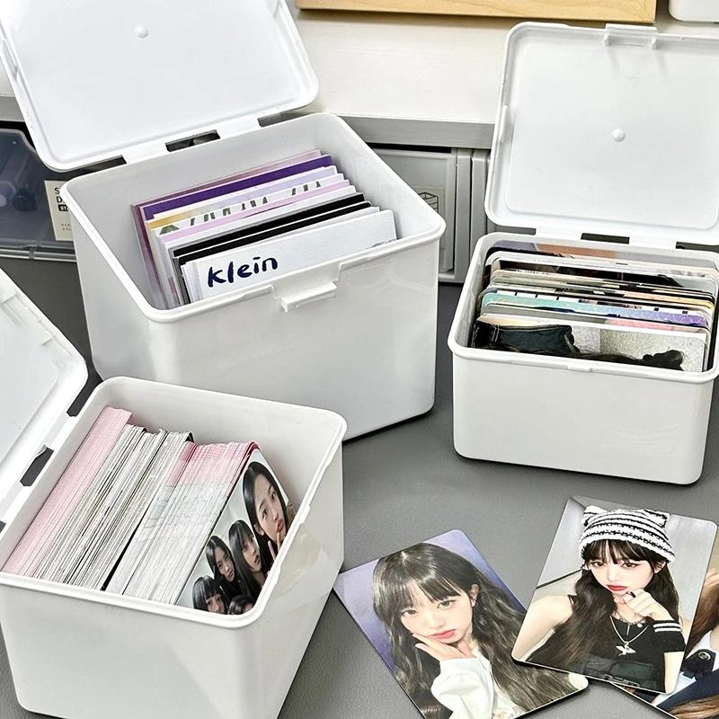 Kpop Card Storage Box Plastic Small Card Storage Box Idol Albumes Storage Container Dustproof Jewelry Collection Organizer
