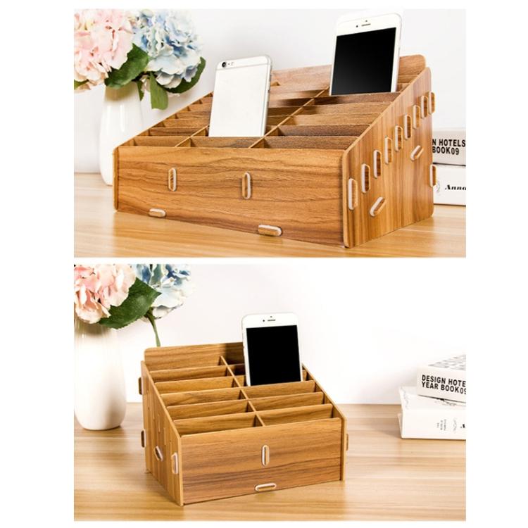 D-86 Office Conference Classroom Mobile Phone Storage Box, Style: 24 Grids (Walnut)