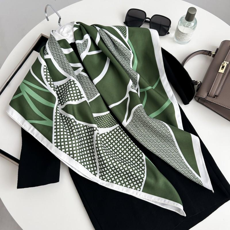 Čiernobiela hodvábna twill šatka so zvieracím vzorom - 90x90CM Jesenný/Zimný šál pre ženy