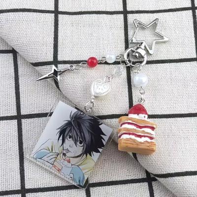 Rankų darbo Anime Death Note L Lawliet Tortas Karoliukinis Raktų pakabukas Krepšio Pakabukai Estetiškas Rankinės Pakabukas Raktų Žiedas Kalėdinė Dovana