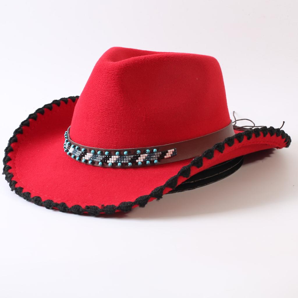Popular European and American classic retro western cowboy hats, men's and women's fashion high-end peach heart top hats