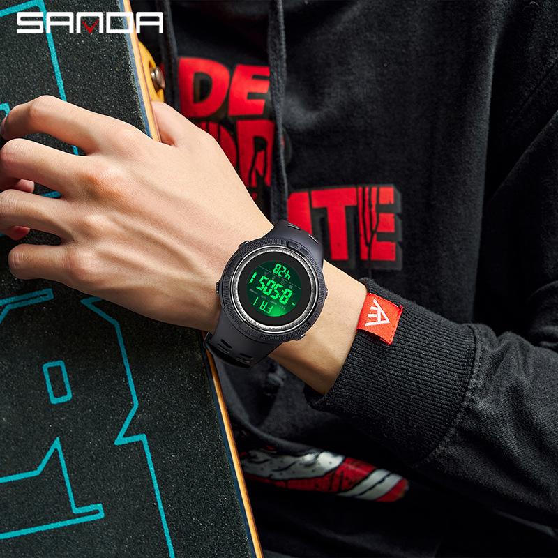 Sanda Youth Fashionable Waterproof Electronic Wristwatch for Men