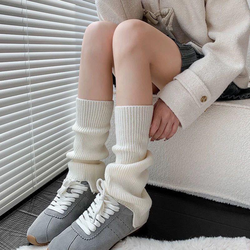 Harajuku Style Solid Color Leg Warmers Slouchy Socks Warm Leg Guard Boot Covers Slouchy Leg Warmers Women's Flared Wide-leg Slouchy Socks