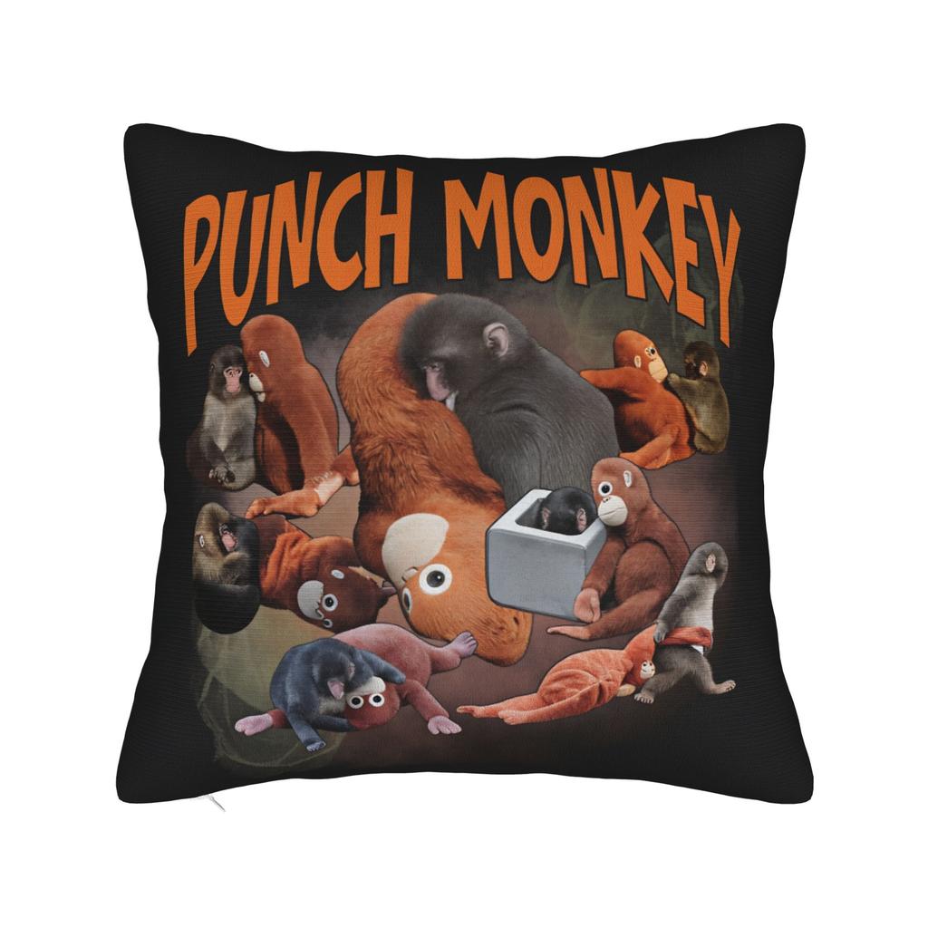 Team Monkey Baby Punch Pillow Case Soft Pillow Cover For Living Room Bed Chair Retro Trendy Cushion Cover