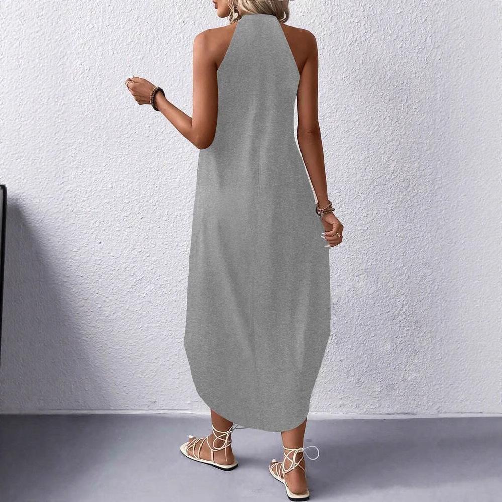 Evropská a americká nová dámská oblečení nezávislá stanice jednobarevná tenká temperamentní dlouhá sukně šaty vesta šle sukně