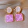 Sparkling Resin Irregular Square Stud Earrings Korean Personality Earrings Sweet Small Fresh Earrings