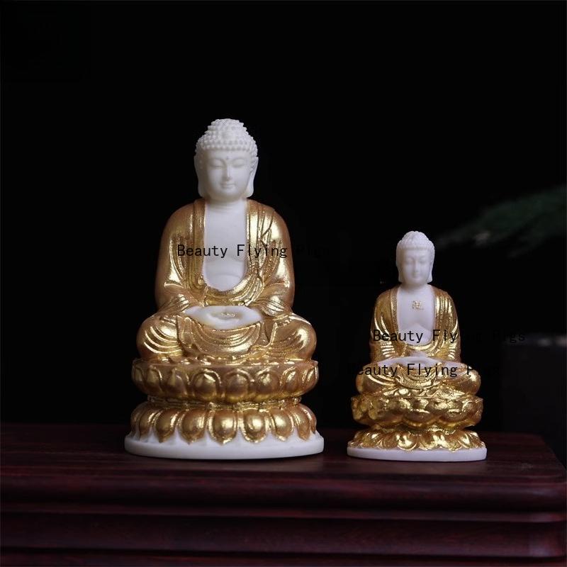 Ivory Fruit Powder Buddha Statue Chinese Style Buddha Statue Feng Shui Ornament Ivory Fruit Powder Pressed Crafts Home Decor