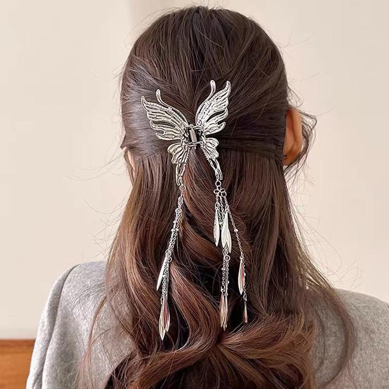 

Элегантная заколка-бант из черного сатина со стразами - Женский аксессуар-краб