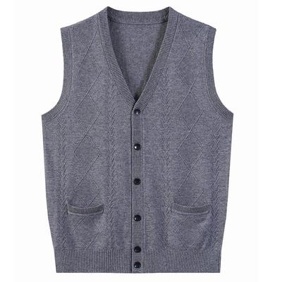Men's Wool Knit Sleeveless Cardigan for Middle-Aged & Elderly - Spring/Autumn Outerwear K-21