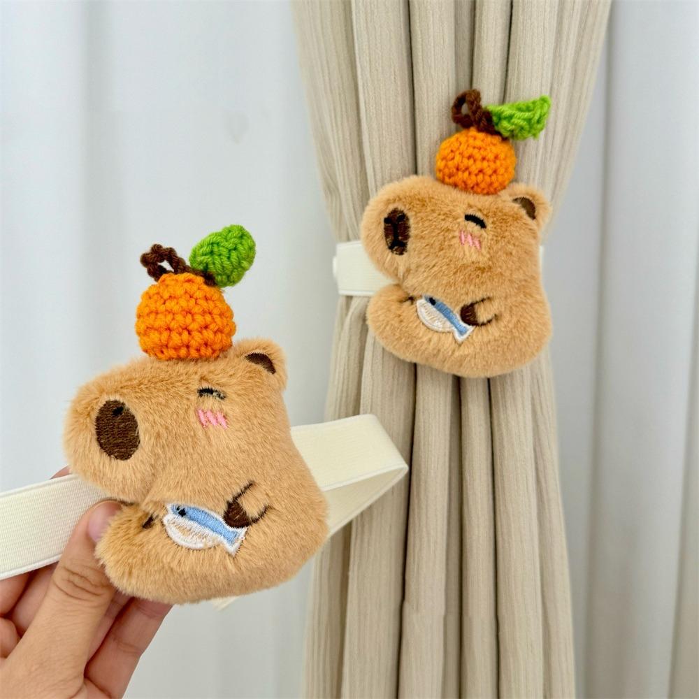 

2pcs/set Elastic Band Curtain Tieback Capybara Curtain Tie Strap Window Curtain Buckles Home Decor Type A