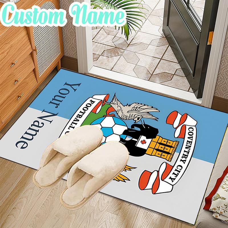 Custom Name Coventry City Crest Design Rug Office Rug Chair Mat Non Slip Carpet Rugs for Bedrooms Dining Room Living Room Home Decor gifts
