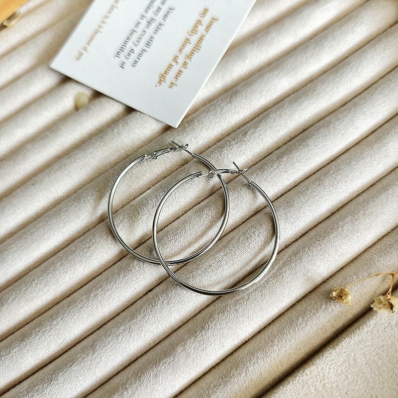 Exaggerated Large Plain Circle Hoop Earrings Fashion Jewelry For Women