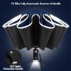 Fully Automatic Reverse Folding Umbrella 10 Ribs Windproof Strong Reflective Stripe UV Folding Big Umbrella For Women and Men