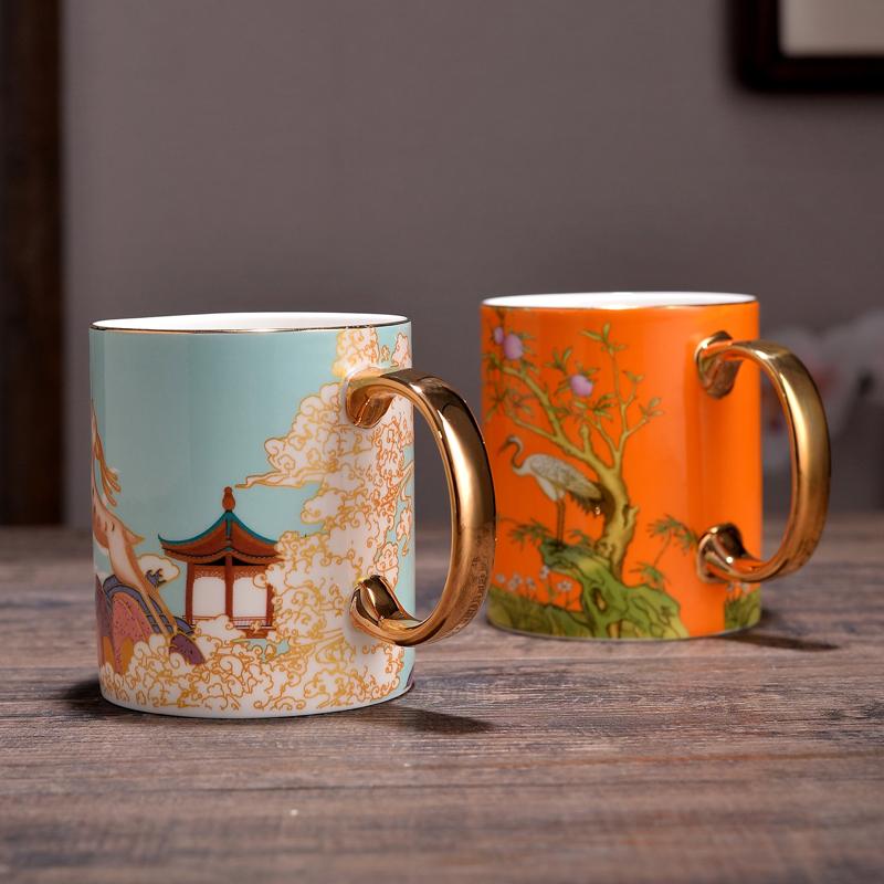 Ceramic Coffee Cup Chinese Style Milk Cup Couples Cup  Breakfast Cup Home Afternoon Office Tea Cup Ceramic Gift Cup