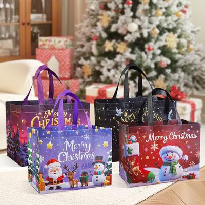 Sacs Cadeaux de Noël - Sacs Cadeaux de Noël Réutilisables Non Tissés avec Poignées pour Fêtes de fin d'Année Noël Emballage Cadeaux Shopping