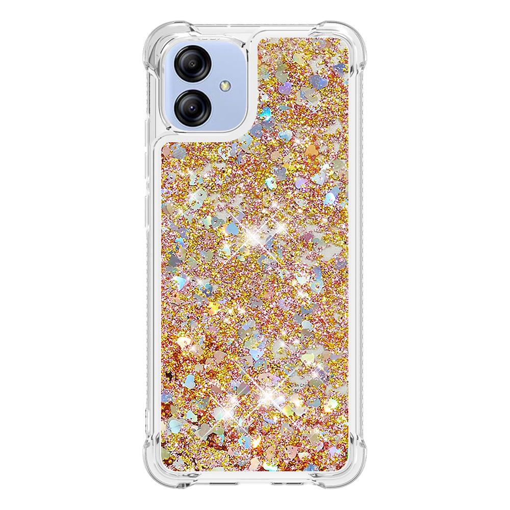 

For Samsung Galaxy A04e 4G/F04 4G/M04 4G TPU Case Glitter Quicksand Shockproof Phone Back Cover Gold/Hearts