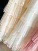 Korean Mesh Layered High-Waisted Mid-Length Skirt for Women - Elegant and Flowy Spring 2026 Collection