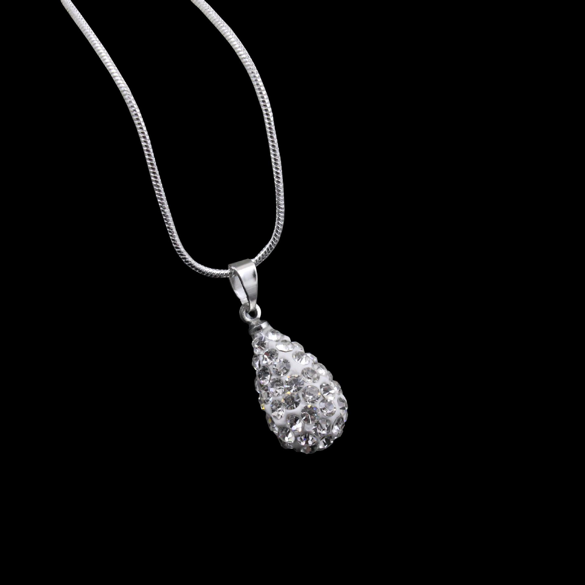 Elegant Rhinestone Polymer Clay Water Drop Necklace with Clavicle Chain