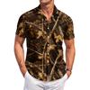 Camisa casual de manga corta para hombre con estampado de camuflaje, diseño de botones, adecuada para el uso diario, actividades al aire libre y viajes.