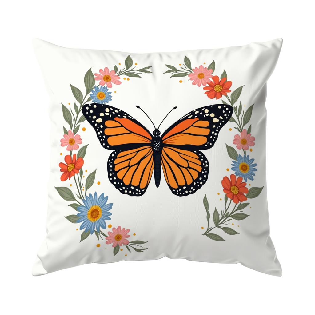 Butterfly Floral Pattern Pillowcase Printed Polyester 40/45/50Cm Throw Pillowcover Decorative Sofa Cushion Pillowslip Home Decor
