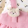 2025 Girls' Cute Cherry Teddy Bear Long-Sleeve Dress – Spring & Autumn Collection