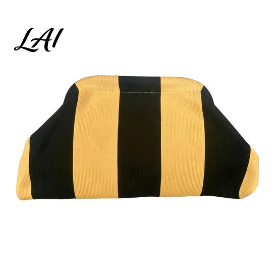 Evening Dumpling Bag Women Woven Striped Clutch Purse Large Capacity Kiss Lock Quick Access Makeup Pouch Cosmetic Pouch Summer Beach Vacation Purse