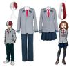 Anime My Hero Academia Disfraz Cosplay de Midoriya Izuku Set de Uniforme Escolar de Todoroki Shoto Peluca Traje Unisex Halloween Juego de Rol