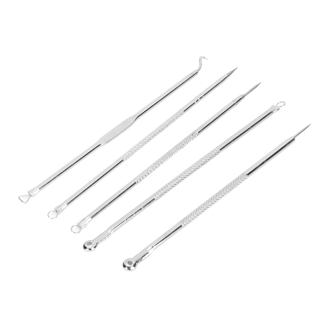 5pcs Pimple Remover Needle Blackhead Comedone Acne Blemish Extractor Tool Set with Mirror