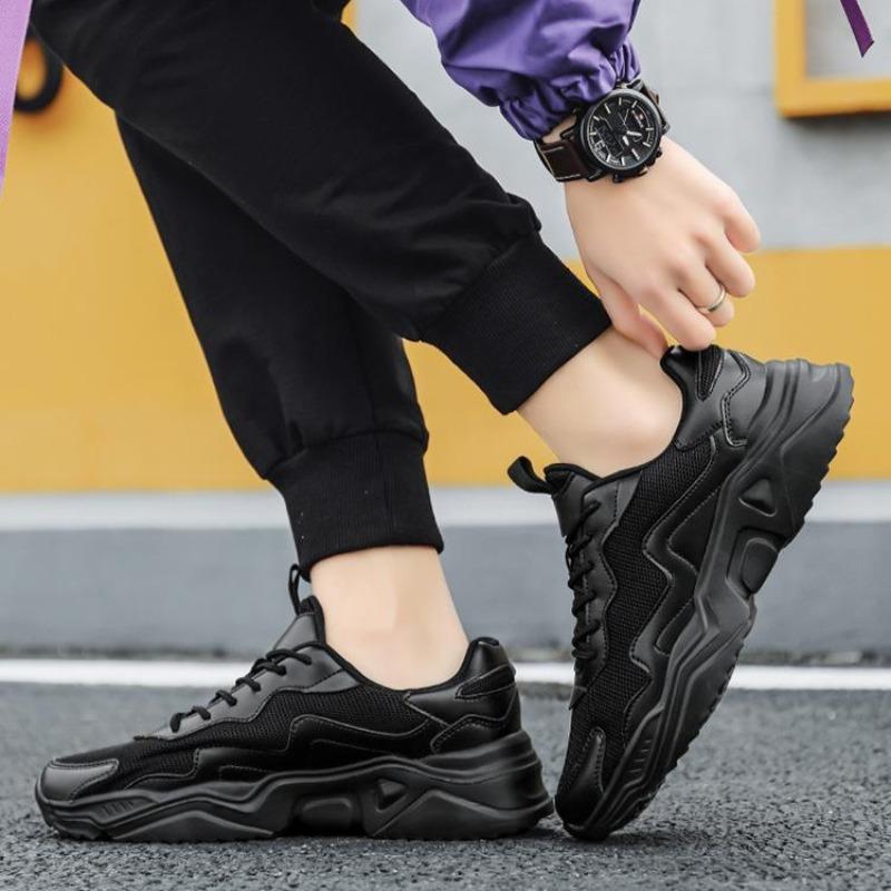 Adidași de platformă la modă pentru bărbați, noi de toamnă, cu vârf jos, plasă, cu șireturi, pantofi de alergare pentru bărbați, culoare mixtă, versatili, cu talpă groasă vulcanizată