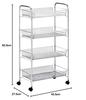 Pearl Metal Kitchen Cart, 4-Tier Mesh with Casters, for Condiment Storage, Silver, N-7882